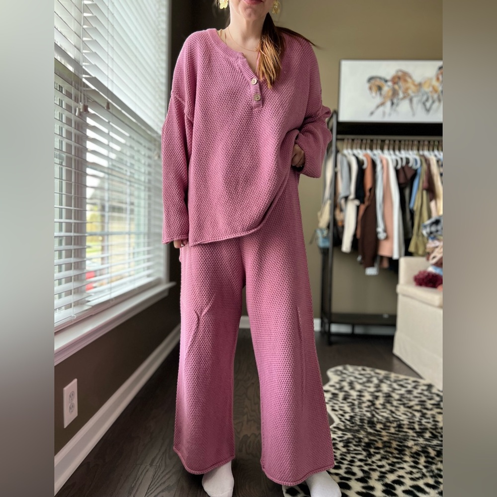 Free people hailee sweater set size large pink